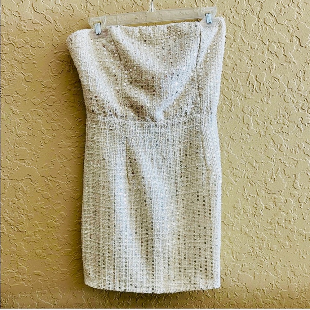 Lulus Luxe Mentality Ivory Elegant Strapless  Sequin Dress